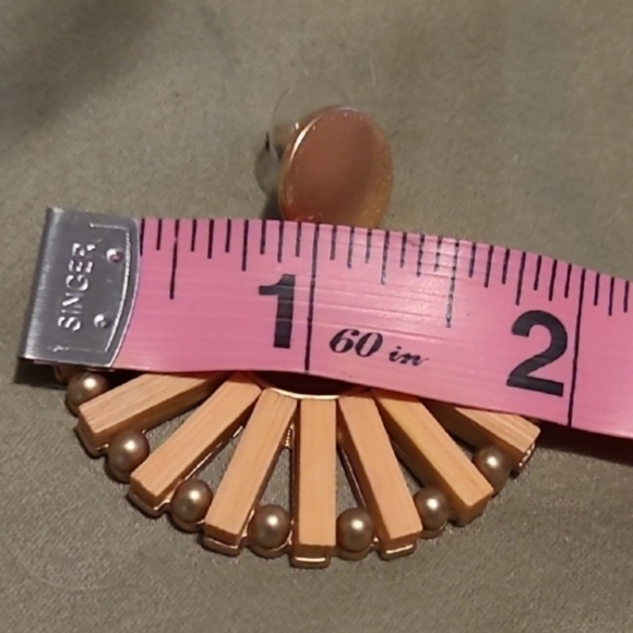 Tan and Gold Boho Earrings Statement Piece - Picture 4 of 6